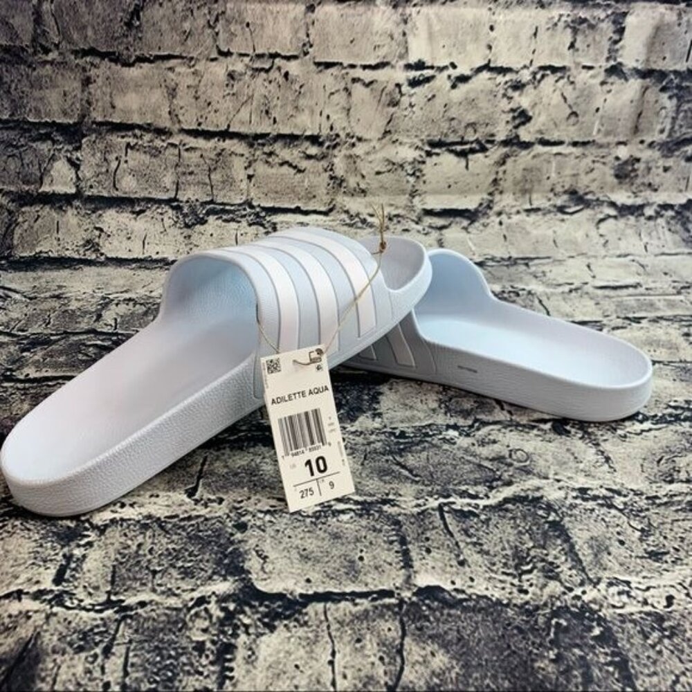 Adidas Size 10 Adilette Aqua Slides Light Blue FY8106